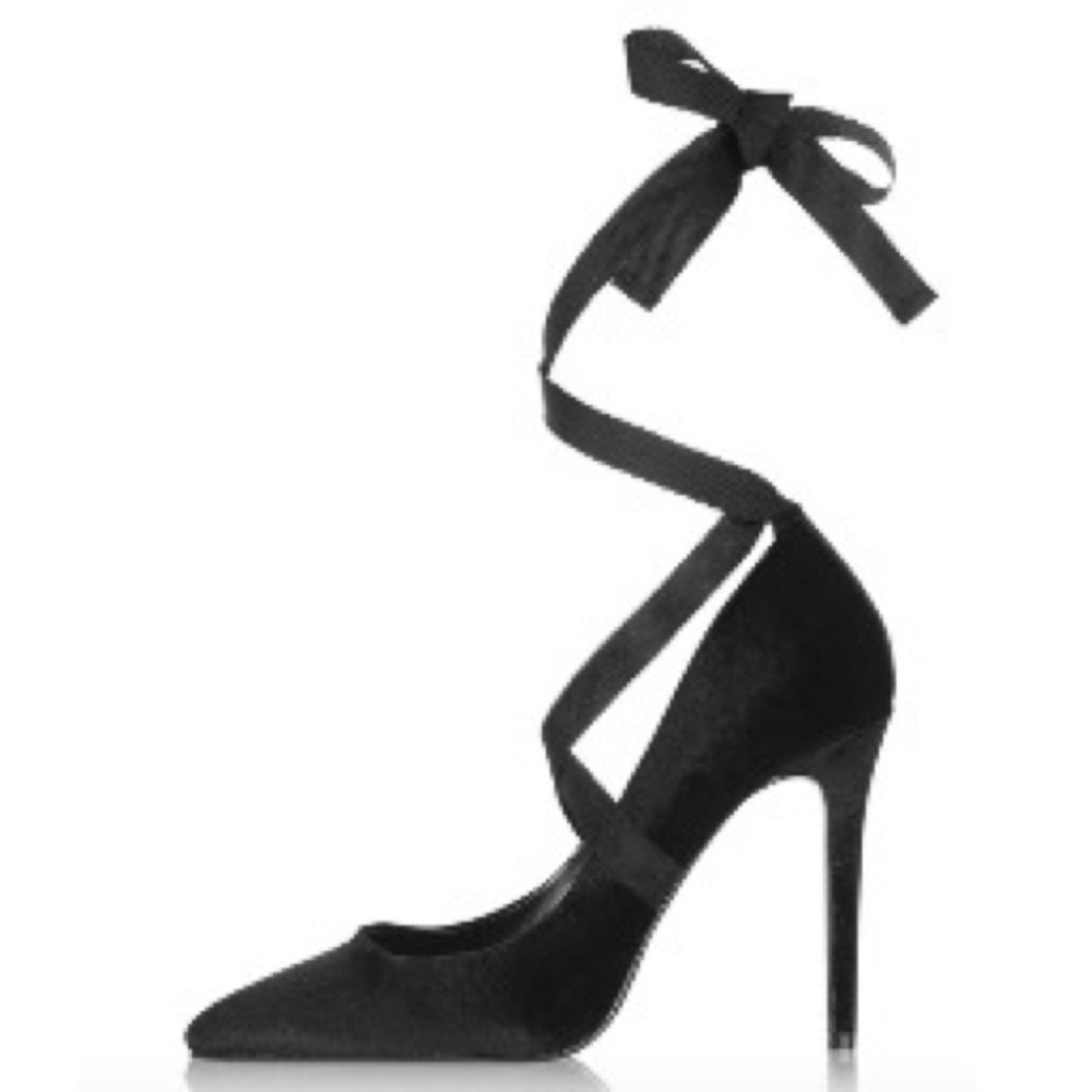 Brand New Black Topshop Velvet Lace-Up Heels